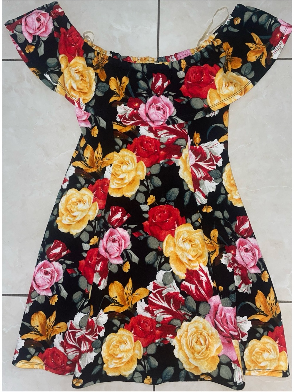 Floral A-Line Off-the-Shoulder Dress